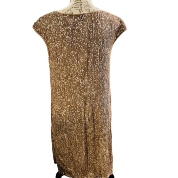 St John Couture Gold Silver Beaded Sequin Stretchy Evening Dress Size 2 RARE EUC - Picture 11 of 16